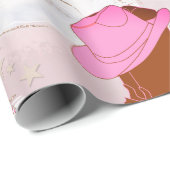 Papier Cadeau Cowboy de Noël Cowboy Russe rose (Coin rond)