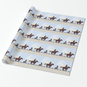 Papier Cadeau Cowboy Fil de Fer Barbelé