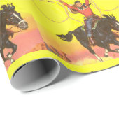 Papier Cadeau Cowboy Kid On Horse With Ropes in S.W. Scene (Coin rond)