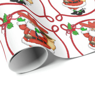 Papier Cadeau Cowboy occidental Père Noël de Noël