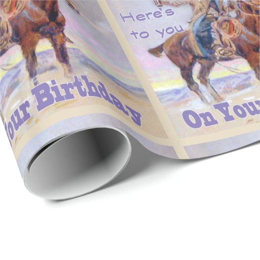 Papier Cadeau Cowboy occidental sur l'enveloppe de cadeau de (Coin rond)