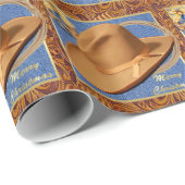 Papier Cadeau Cowboy Ouest Casquette corde Faux Cuir Denim Chris (Coin rond)