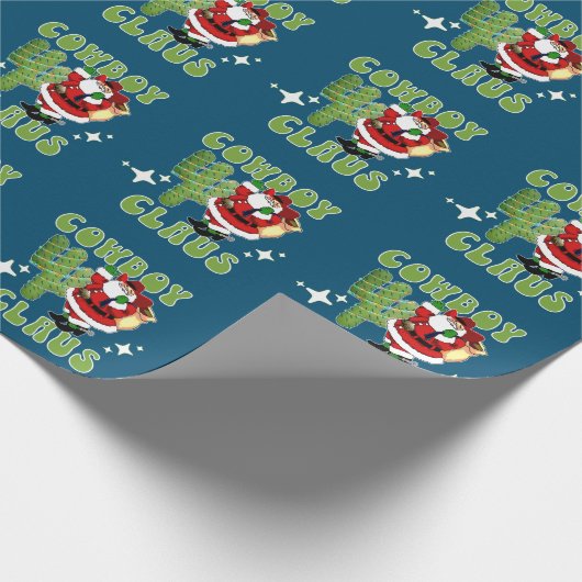 Papier Cadeau Cowboy Père Noël Cowboy Claus et Cactus Tree (Coin)