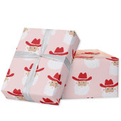 Papier Cadeau Cowboy Santa Claus Christmas Pink