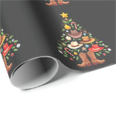 Papier Cadeau Cowboy Western Christmas Tree Père Noël (Coin rond)