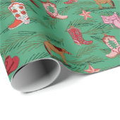 Papier Cadeau Cowgirl Christmas yeehaw Wrapper Paper (Coin rond)