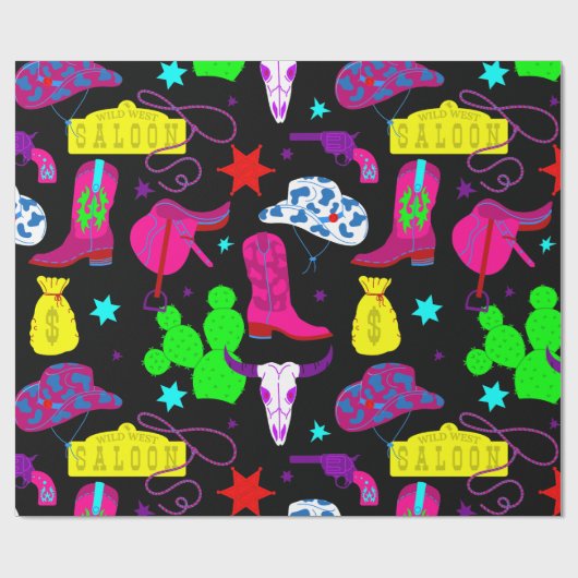 Papier Cadeau cowgirl noire (Plat)