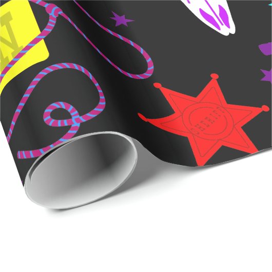 Papier Cadeau cowgirl noire (Coin rond)