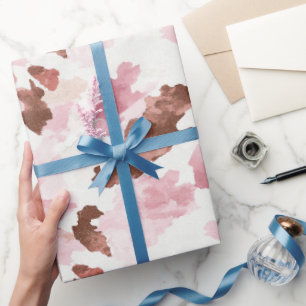 Papier Cadeau Cowgirl Rose Vache Imprimé Animal Mariage Enterrem