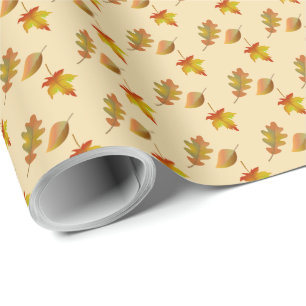 Papier Cadeau Cozy autumn maple leaves oak leaves