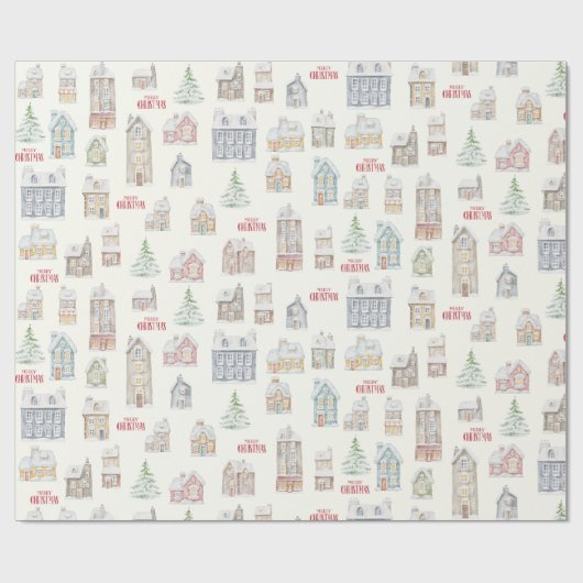 Papier Cadeau Cozy Christmas Winter Homes Wrapping Paper (Plat)