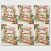 Papier Cadeau Cozy cocoa merry Christmas cookie holly festive (Plat)