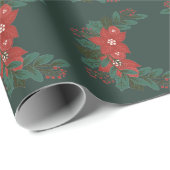 Papier Cadeau Cozy Floral Christmas Wrapping Paper  (Coin rond)