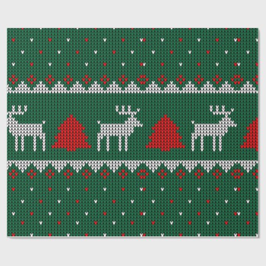 Papier Cadeau Cozy Knitted Reindeer Christmas Wrapping (Plat)