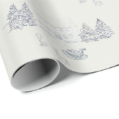 Papier Cadeau Cozy New England Christmas Home (Small Scale) (Coin rond)