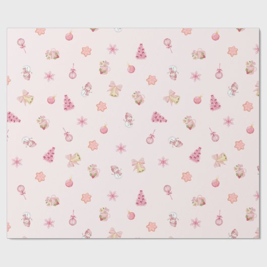 Papier Cadeau Cozy Pink Christmas Pattern (Plat)