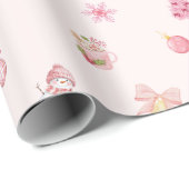 Papier Cadeau Cozy Pink Christmas Pattern (Coin rond)