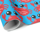Papier Cadeau Crabe Anniversaire Soirée Cartoon Enfants (Coin rond)