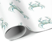 Papier Cadeau Crabe aquarelle côtier (Coin rond)