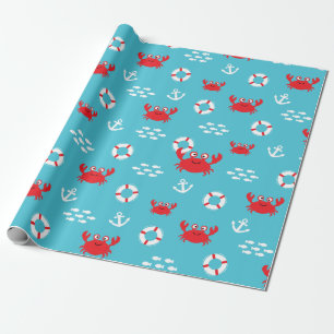 Papier Cadeau Crabe avec bouée de sauvetage