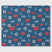 Papier Cadeau Crabe avec bouée de sauvetage (Plat)