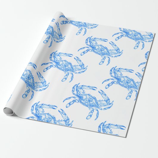 Papier Cadeau crabe bleu vintage (Déroulé)