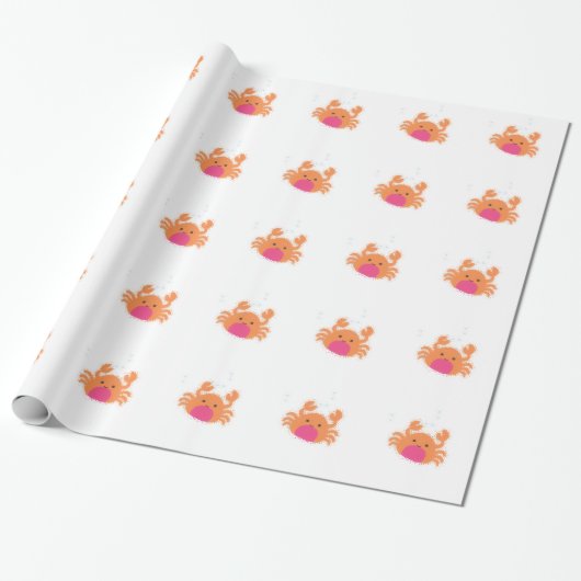Papier Cadeau Crabe caricaturale orange (Déroulé)