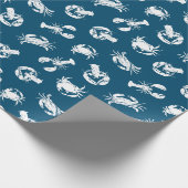 Papier Cadeau Crabe de homard Bleu Blanc Fruits de mer Imprimer (Coin)