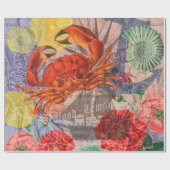 Papier Cadeau Crabe Plage Nautique Art de la mer (Plat)