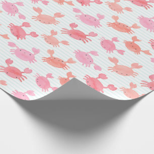 Papier Cadeau Crabes à l'aquarelle mignonne sur bande de menthe