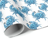 Papier Cadeau Crabes bleus Fruits de mer du littoral (Coin rond)