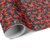 Papier Cadeau Crabes Patternx4 Black BG (Coin rond)