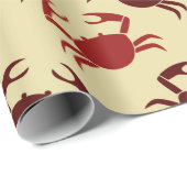 Papier Cadeau Crabes rouges à la crème (Coin rond)