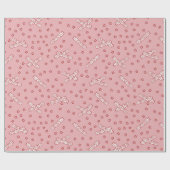 Papier Cadeau Crackers de Noël Toile rouge sur rose (Plat)