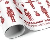 Papier Cadeau Crackin' Cadeau Red & White trendy Nutcracker (Coin rond)