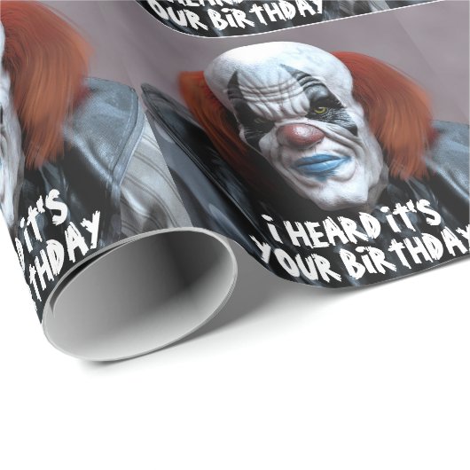 PAPIER CADEAU CRAINTE MAL CLOWN FUNNY BIG ANNIVERSAIRE (Coin rond)