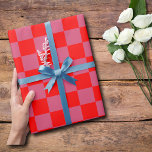 Papier Cadeau Cranberry et Red À damiers Vintage<br><div class="desc">Papier d'enrobage Vintage de canneberges et À damiers rouges</div>