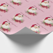Papier Cadeau Cranberry Floral Santa Claus Stripe Poinsettia (Coin)