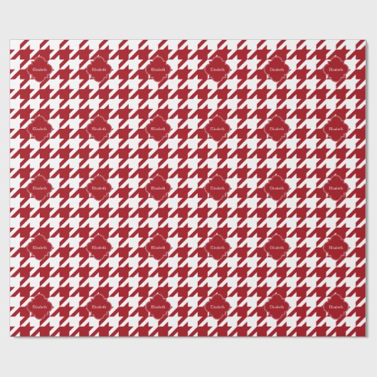 Papier Cadeau Cranberry Whale Houndstooth Cran Quatrefoil Monogr (Plat)
