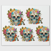 Papier Cadeau Crâne à sucre (Plat)