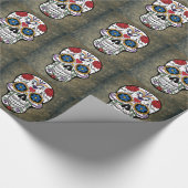 Papier Cadeau Crâne à sucre de fleurs (Coin)