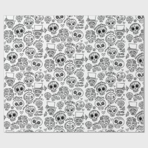 Papier Cadeau Crâne à sucre Dia de Los Muertos - Coloration po