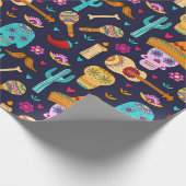 Papier Cadeau Crâne à sucre sur papier d'emballage motif bleu fo (Coin)