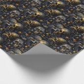 Papier Cadeau crâne baroque doré (Coin)