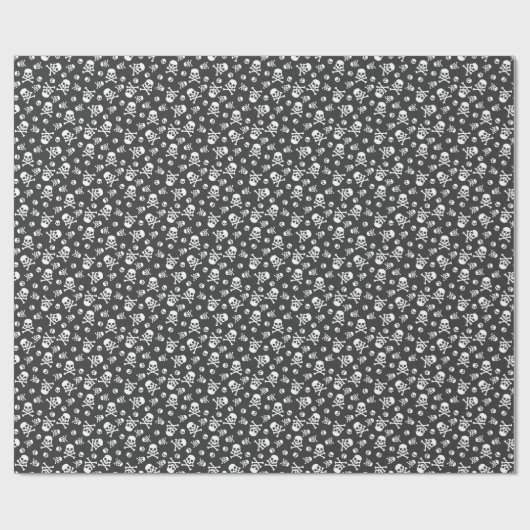 Papier Cadeau Crâne blanc et os pirate (Plat)