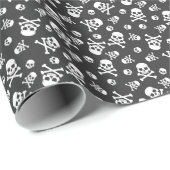 Papier Cadeau Crâne blanc et os pirate (Coin rond)