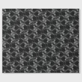 Papier Cadeau Crâne blanc sur papier d'enveloppement noir (Plat)