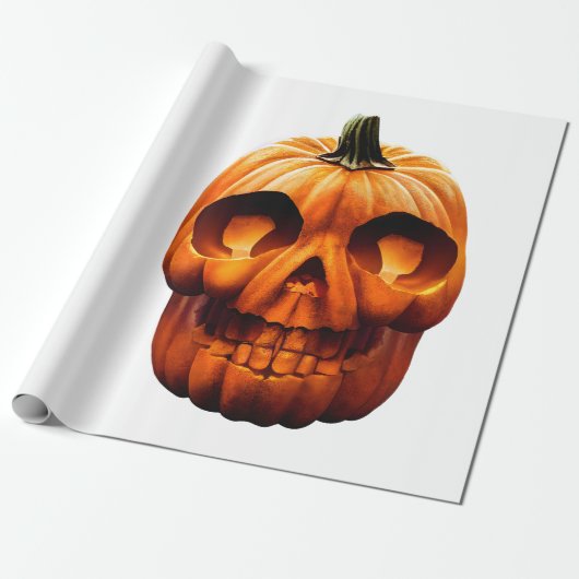 Papier Cadeau crâne citrouille d'halloween (Déroulé)