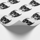 Papier Cadeau Crâne d'art pop noir et blanc (Coin)