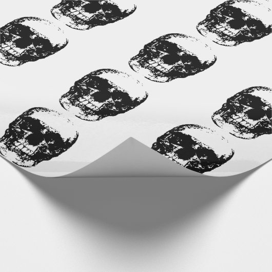 Papier Cadeau Crâne d'art pop noir et blanc (Coin)